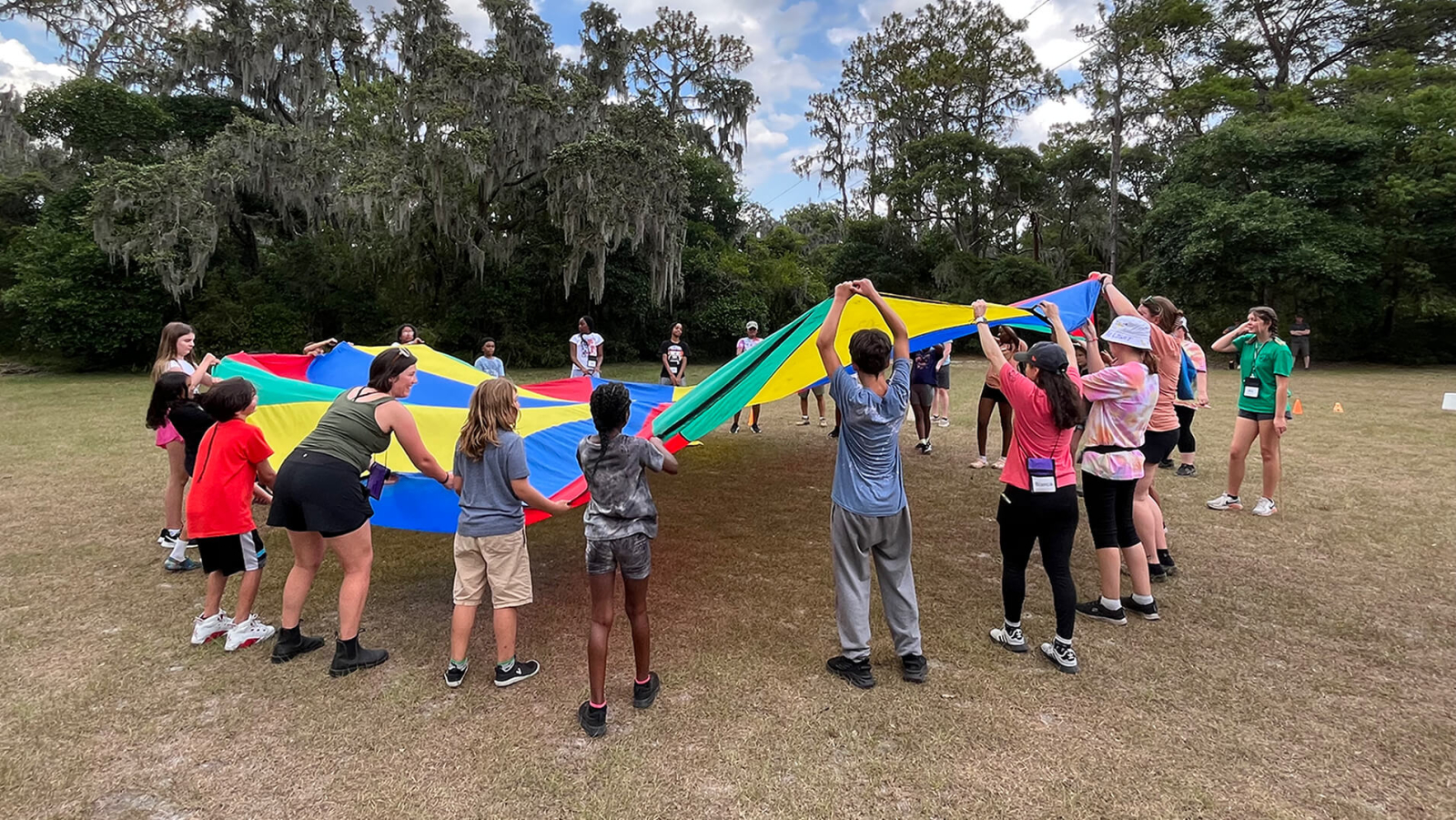 A group of young people engaged in an interactive activity