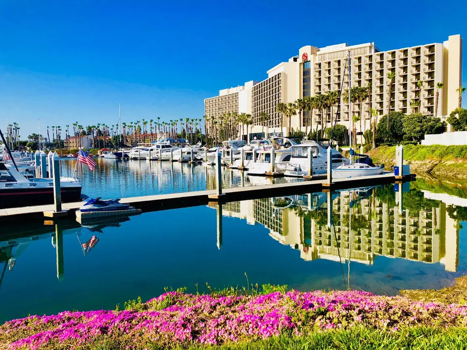 A photo from San Diego city with a view of the bay and the city skyline.